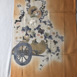 Listing 14 of 18 for Vintage Japanese Orange Silk Fabric Piece Decorative Kimono Panel