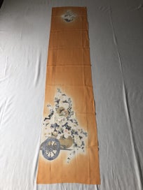 Listing 18 of 18 for Vintage Japanese Orange Silk Fabric Piece Decorative Kimono Panel