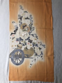 Listing 16 of 18 for Vintage Japanese Orange Silk Fabric Piece Decorative Kimono Panel