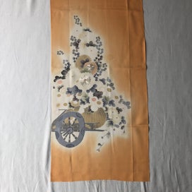 Listing 17 of 18 for Vintage Japanese Orange Silk Fabric Piece Decorative Kimono Panel