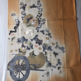 Listing 13 of 18 for Vintage Japanese Orange Silk Fabric Piece Decorative Kimono Panel