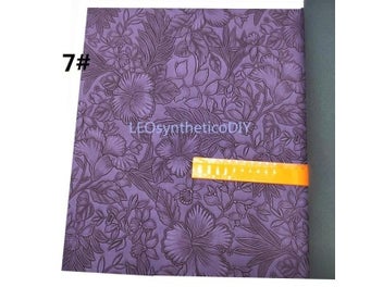 Listing 8 of 15 for Flowers Embossed Synthetic Leather Solid Leather Vintage Faux Leather Fabric