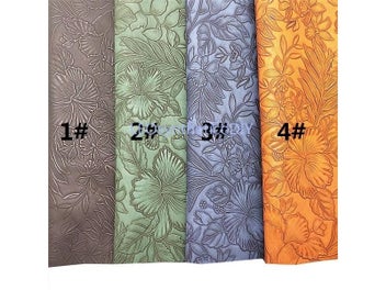 Listing 10 of 15 for Flowers Embossed Synthetic Leather Solid Leather Vintage Faux Leather Fabric