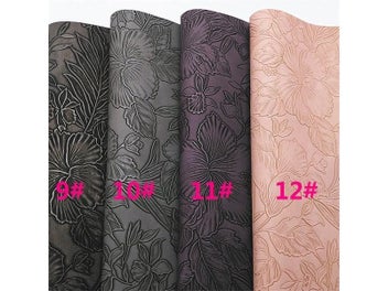 Listing 12 of 15 for Flowers Embossed Synthetic Leather Solid Leather Vintage Faux Leather Fabric