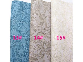 Listing 13 of 15 for Flowers Embossed Synthetic Leather Solid Leather Vintage Faux Leather Fabric