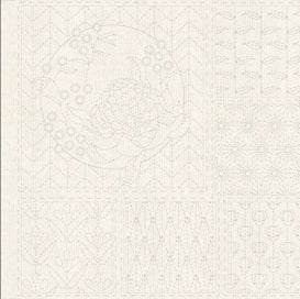 Listing 2 of 12 for Patchwork Quilting Sewing Fabric Sashiko Botanical Cream Panel 50x110cm