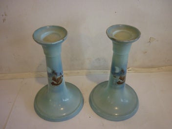 Listing 4 of 6 for SHELLEY RARE CANDLE STICKS. PAIR.
