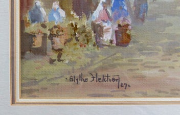 Listing 3 of 5 for BLYTHE FLETCHER "CONTINENTAL TOWN 1927" GOUACHE ON PAPER