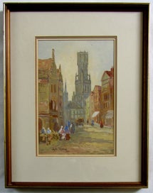 Listing 2 of 5 for BLYTHE FLETCHER "CONTINENTAL TOWN 1927" GOUACHE ON PAPER