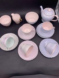 Listing 2 of 12 for Shelley macaron color tea sets+tea pot+jug/bowl