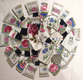 Listing 2 of 2 for MOSAICS~"Vintage English & Modern Mixed Florals" ~Hand Cut Porcelain & Tile Mix!