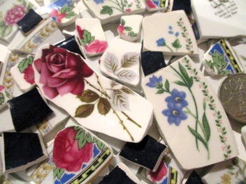 Listing 1 of 2 for MOSAICS~"Vintage English & Modern Mixed Florals" ~Hand Cut Porcelain & Tile Mix!
