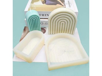 Listing 9 of 13 for 3D Geometric Arch Silicone Candle Mold Handmade Rainbow Shape Candle Making