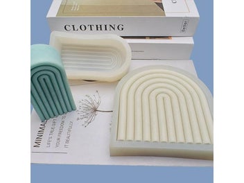 Listing 11 of 13 for 3D Geometric Arch Silicone Candle Mold Handmade Rainbow Shape Candle Making
