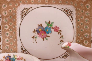 Listing 2 of 7 for TUSCAN GOLD GILT CAKE, MILK JUG, & SUGAR BOWL