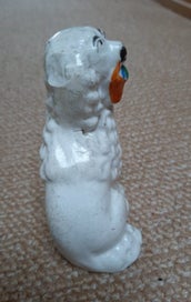 Listing 7 of 8 for Pair of Victorian Staffordshire dogs, Little Lion Dogs with Flower Baskets