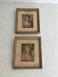 Listing 10 of 14 for Pair of small charming romantic vintage prints c.1930-40s