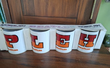 Listing 2 of 9 for Vintage Set of 'The BEATLES - HELP ' Mini Mugs in original box.