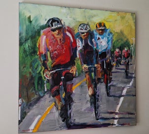Listing 6 of 16 for +++ P. GOUGH " TOUR OF NZ 2019 - 2ND DAY CROWN RANGE " OIL PAINTING +++