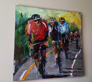Listing 9 of 16 for +++ P. GOUGH " TOUR OF NZ 2019 - 2ND DAY CROWN RANGE " OIL PAINTING +++