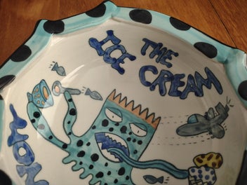 Listing 2 of 6 for Quirky "Ice Cream Monster" Bowl - Tom Edwards WallyWare Pottery (USA)