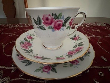 Listing 1 of 11 for Queen Anne, Ridgway Potteries Bone China Trio, pattern 8343, Charity Auction