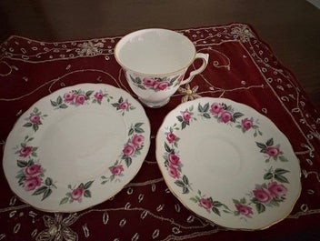 Listing 4 of 11 for Queen Anne, Ridgway Potteries Bone China Trio, pattern 8343, Charity Auction