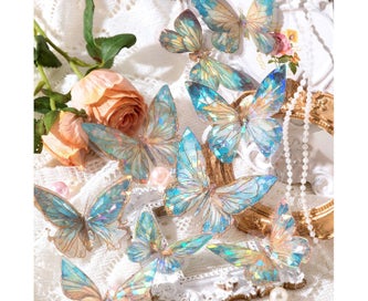 Listing 4 of 5 for Iridescent Butterfly Stickers Set 80pcs Waterproof Vinyl Decals with Clear Ed