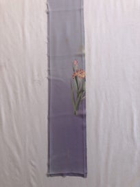 Listing 2 of 11 for Vintage Japansese Silk Faric Piece Purple Iris Print Kimono Panel