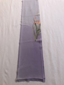 Listing 4 of 11 for Vintage Japansese Silk Faric Piece Purple Iris Print Kimono Panel
