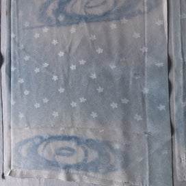 Listing 4 of 12 for Vintage Japanese Blue Cloud Woven Silk Kimono Panels X3 Fabric Pieces
