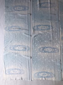 Listing 8 of 12 for Vintage Japanese Blue Cloud Woven Silk Kimono Panels X3 Fabric Pieces