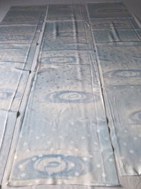 Listing 7 of 12 for Vintage Japanese Blue Cloud Woven Silk Kimono Panels X3 Fabric Pieces