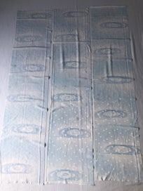 Listing 12 of 12 for Vintage Japanese Blue Cloud Woven Silk Kimono Panels X3 Fabric Pieces