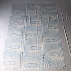 Listing 11 of 12 for Vintage Japanese Blue Cloud Woven Silk Kimono Panels X3 Fabric Pieces