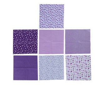 Listing 2 of 5 for 7Pcs 50x50cm Purple Floral Cotton Fabric Cloth for DIY Craft Sewing Scrapbook