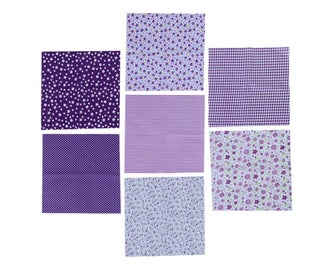 Listing 4 of 5 for 7Pcs 50x50cm Purple Floral Cotton Fabric Cloth for DIY Craft Sewing Scrapbook