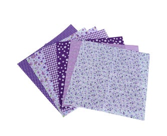 Listing 5 of 5 for 7Pcs 50x50cm Purple Floral Cotton Fabric Cloth for DIY Craft Sewing Scrapbook