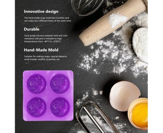 Listing 5 of 5 for 4Grid Round Moon Face Mold Silicone DIY Moon Shape HandMade Soap Mold for Hom
