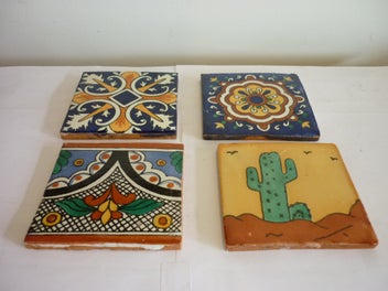 Listing 1 of 6 for POTTERY TILES X4. COLOURFUL