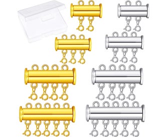 Listing 1 of 7 for 8 Pieces 4 Sizes Slide Clasp Lock Necklace Connector Multi Strands Slide Tube