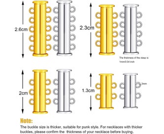 Listing 2 of 7 for 8 Pieces 4 Sizes Slide Clasp Lock Necklace Connector Multi Strands Slide Tube