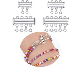 Listing 5 of 7 for 8 Pieces 4 Sizes Slide Clasp Lock Necklace Connector Multi Strands Slide Tube