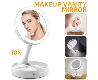 Listing 4 of 10 for Portable 10x Magnifying USB Makeup Cosmetic Beauty Mirror with LED Light Trav