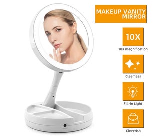 Listing 5 of 10 for Portable 10x Magnifying USB Makeup Cosmetic Beauty Mirror with LED Light Trav