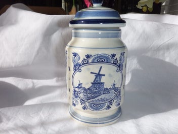 Listing 1 of 6 for Blue Delft Jar with Lid, Made in Holland