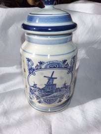 Listing 3 of 6 for Blue Delft Jar with Lid, Made in Holland