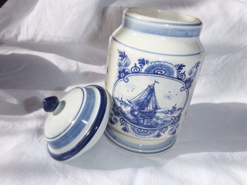 Listing 5 of 6 for Blue Delft Jar with Lid, Made in Holland