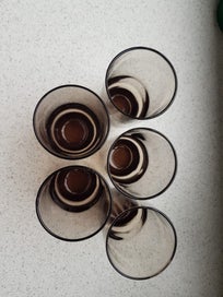 Listing 6 of 7 for Mid century retro smokey glass highball glasses (4 plus spare)