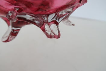 Listing 3 of 4 for ***TRULY STUNNING CRANBERRY AND CLEAR GLASS FOOTED BOWL***